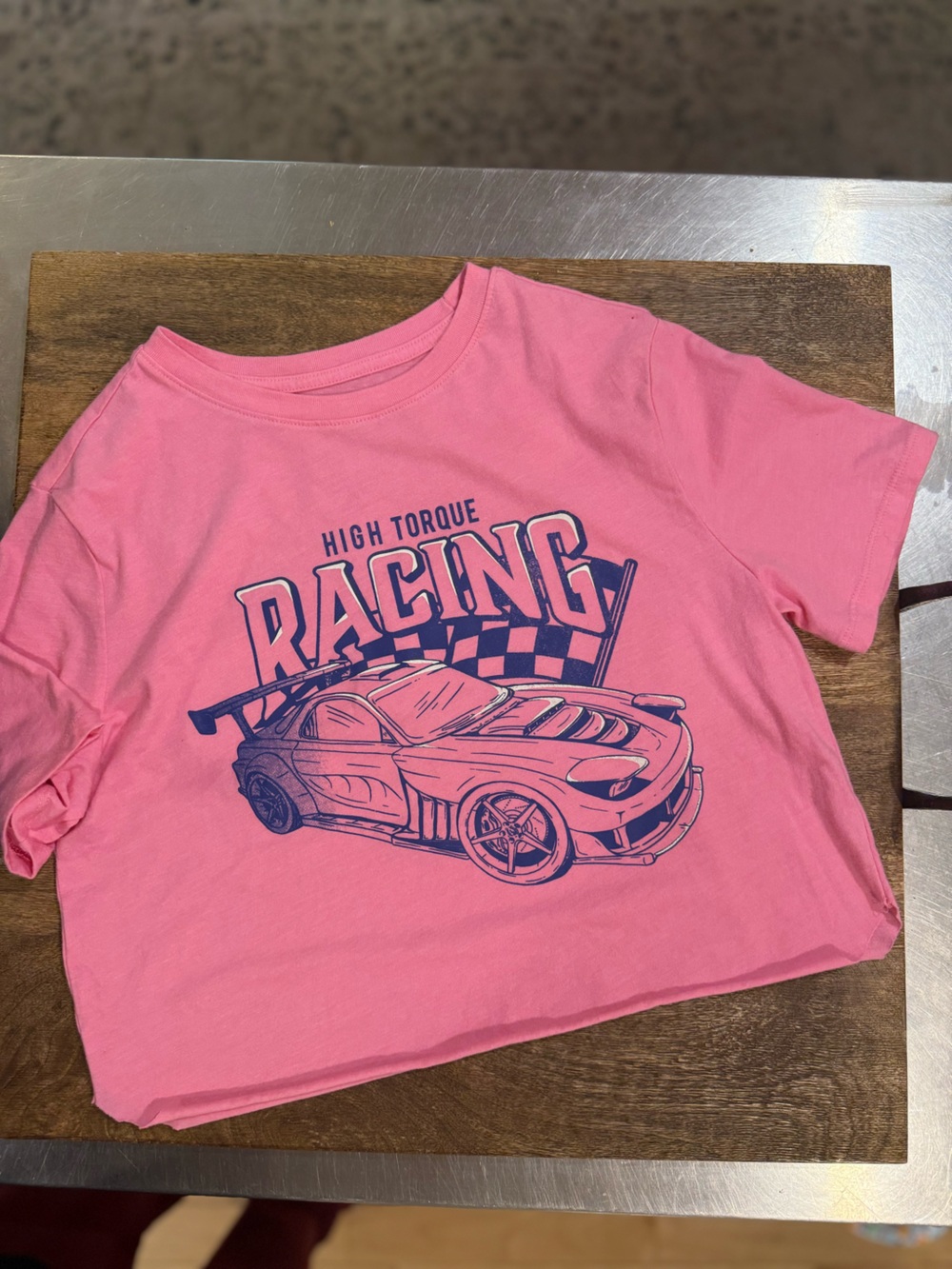 Cat & Jack Pink Racing Graphic Crop Tee